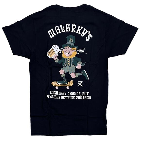 Roark Men's X Malarky's Irish Pub Shamrock Tee T-Shirt in Black - Picture 1 of 2
